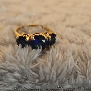 Gold Ring with Deep Blue Stones